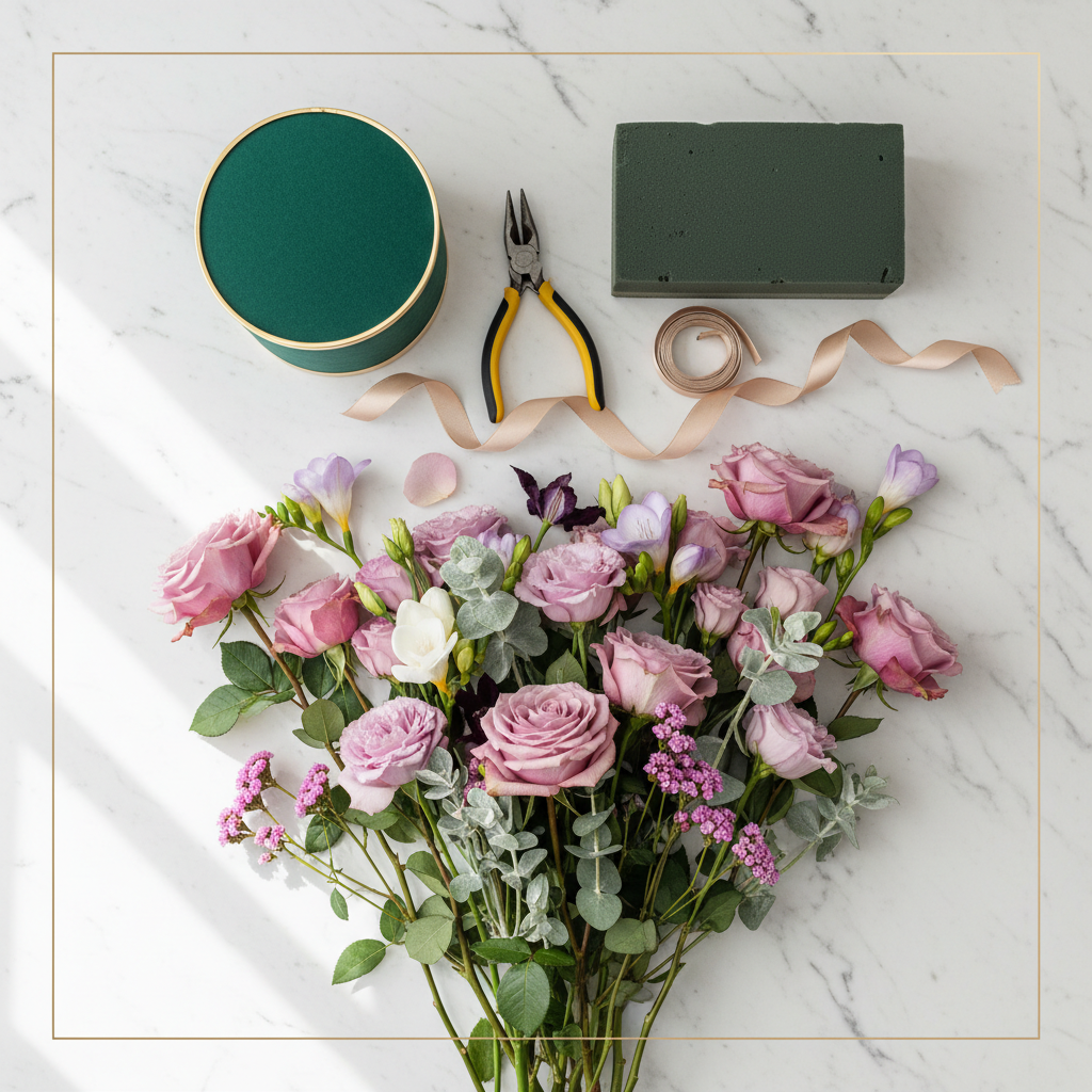 Kit floral cu buchet nearanjat