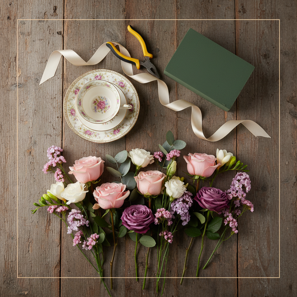 Kit floral pe lemn rustic